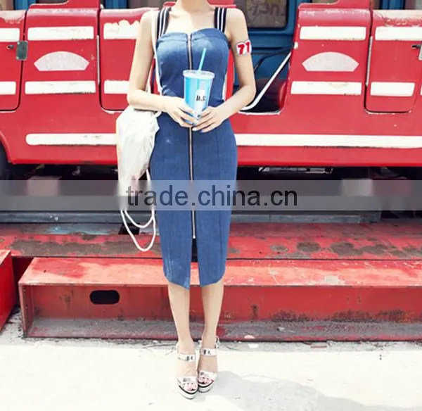 2015 Fashion Hot Young Girl Sexy Slim Women Girls Denim Prom Strap Dress Fashion Sexy Summer Dress photo-6