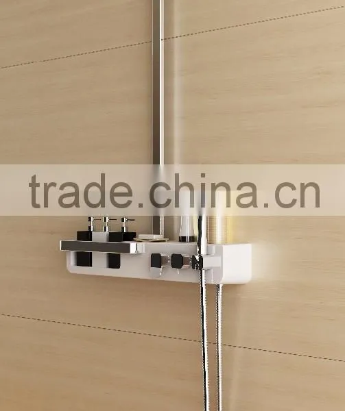 Rain Shower Head, Hand Shower & Wall-mounted Shelf Shower Set (Cebien 'Garo UD')