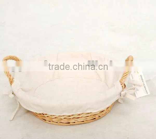 Willow Wicker Bread Basket With Fabric Lining