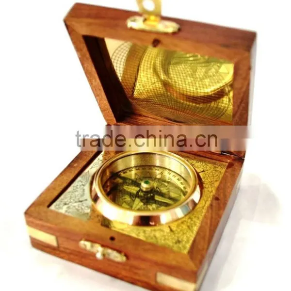 Nautical Brass Geological Compass - Magnetic Compass With Wooden Box 13511 photo-5