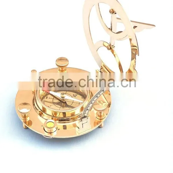 Nautical Solid Brass Round Sundial Compass-Sundial Compass With Rosewood Box 13433 photo-4