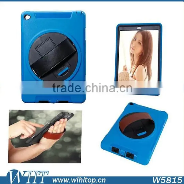 Touchable Screen TPU PC Rotating Stand 3 in 1 Hybrid Rugged Armor Case for IPad 2 3 4 With Hand Strap photo-2