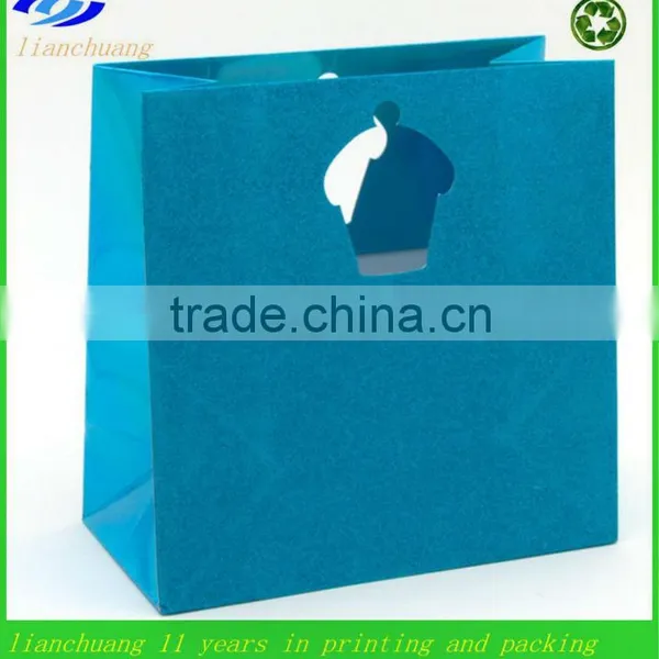 Blue Glitter Cup Cake Gift Bags /custom Gift Bags/Wholesale Gift Bags