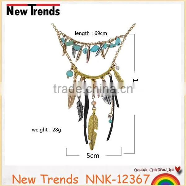Hot Sale Women Costume National Feather Pearl Necklace Jewelry