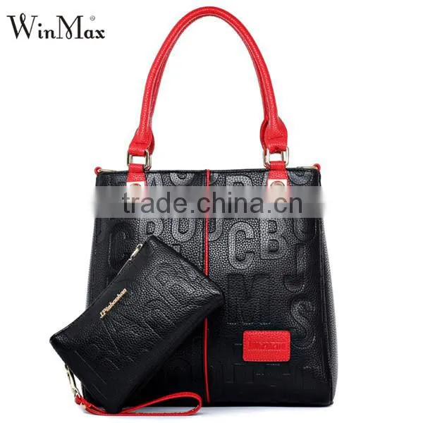 Large PU Leather Fashion Handbag Lady Tote Bag With Small Clutch Purse Supplier's Choice