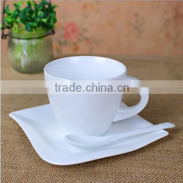 Corporate Gift White Blank Custom Printed Ceramic Coffee Mugs With Saucer