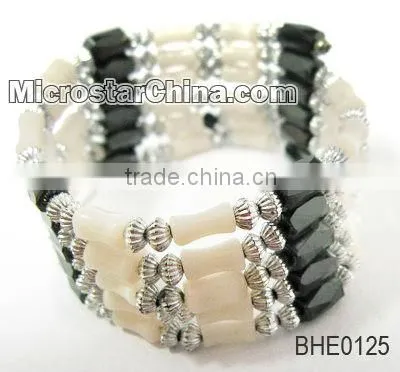 Cute Cat Eye Beads With Hematite Beads Elastic Bangle