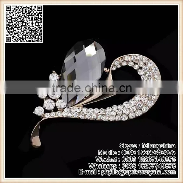 Hot Sale Fashion Large Gold Diamond Brooch Crystal Flower Brooch Pin photo-4