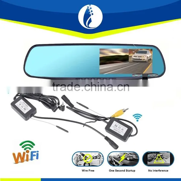 Wifi Wireless Transfer 4.3" HD1080P Dual Lens Car DVR Dash Cam Camera Video Recorder Rearview Mirror photo-4