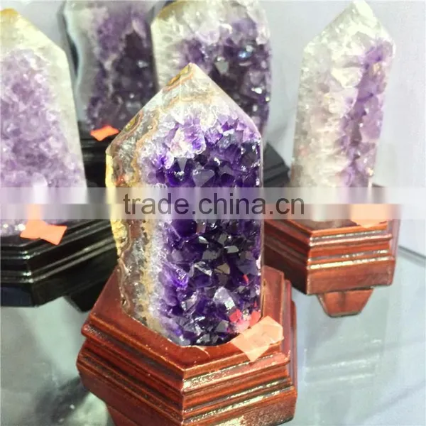 Natural Rock Amethyst Geode Cluster Wand Point Crystal Pillars photo-6