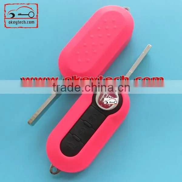 High Quatity Fita 500 Flip Remote Key Shell Pink 3 Button Fiat 500 Brava Panda Punto Fobs Romote Key Case photo-3
