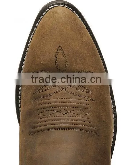 Brown Full Grain Distressed Leather Western Cowboy Boots Wholesale photo-6