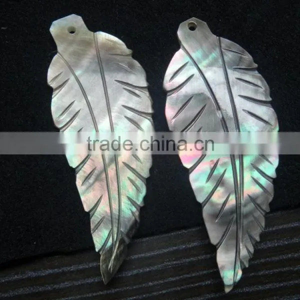 Best Quality New Arrival Mother of Pearl Gemstone With Nice Carving and Leaf Shape photo-3
