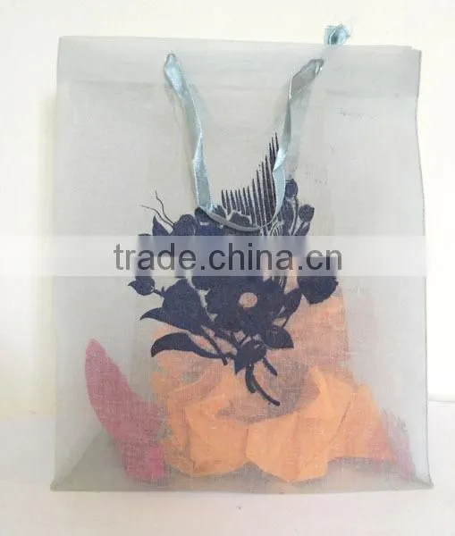 Fine Quality Organza Gift Bag With Flock Printed