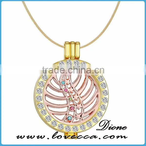 DIY Customized Round Coin Blank Beautiful Gold Pendant Necklaces photo-2