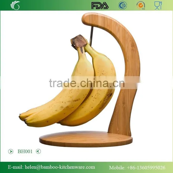 BH001/New Design Bamboo Banana Holder Durable Bamboo Banana Rack Eco-friendly Fruit Stander Household Fruit Hanger photo-2