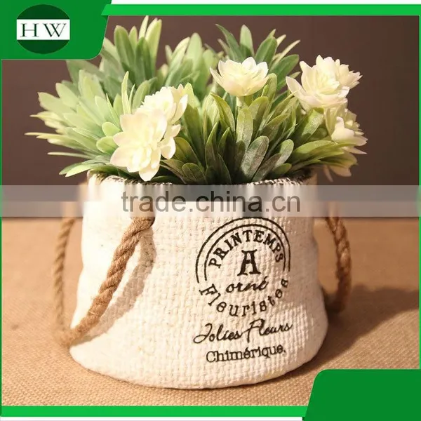 Printemps Creative Countryside Simulation Pocket Handbag Fancy Decoration Vase With Rope photo-3