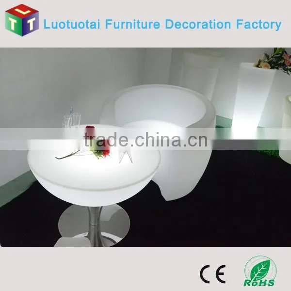 Rechargeable Battery Operated Illuminated Round Led Tea/coffee/cocktail Table photo-2