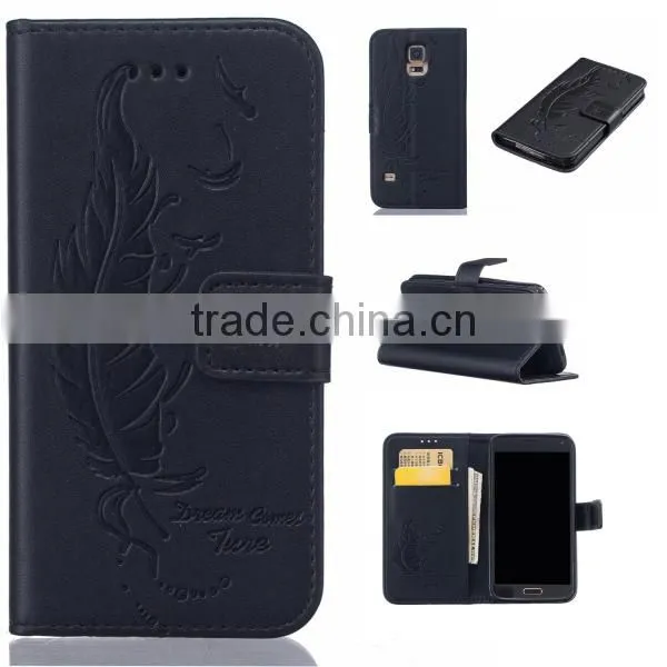 Double Embossed Phone Case Leather Back Cover Flip Phone Hull for Samsung S5 photo-6