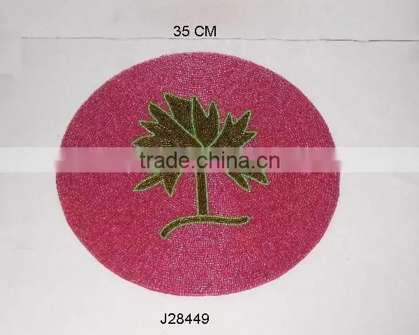 Round Glass Bead Place Mats With Tree Patterns Other Colours Also Available