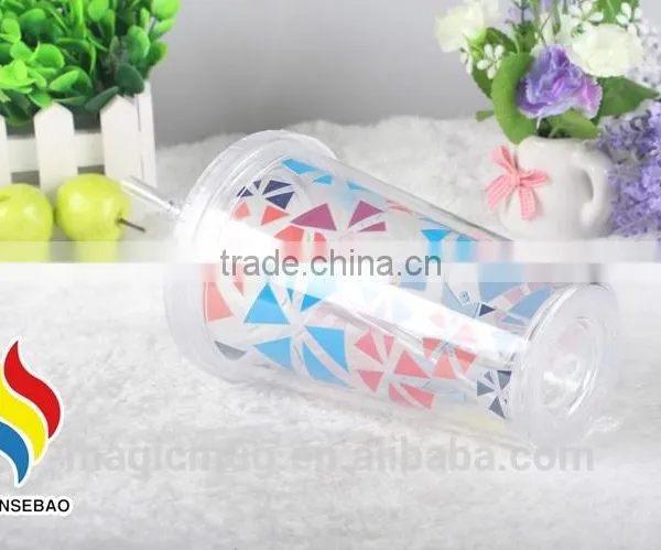 Transparent 20oz Double Wall Plastic Tumbler With Lid and Straw photo-6