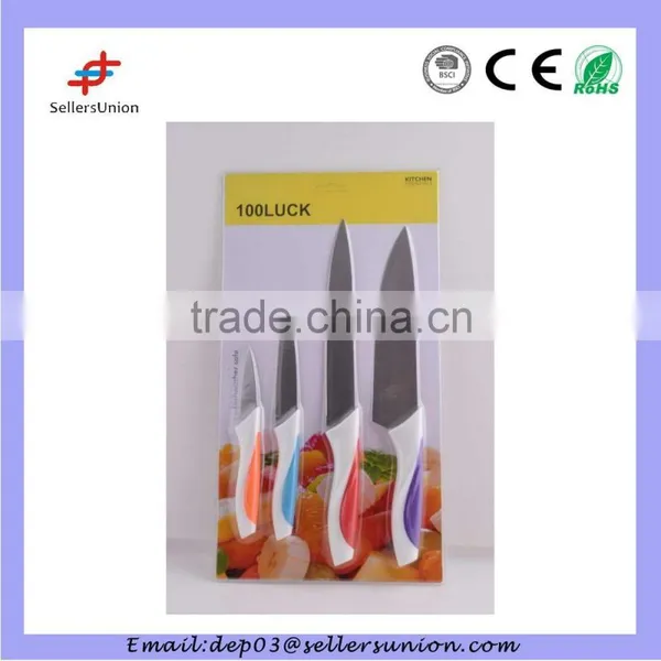 2015 High Quality Non-Stick Coating Manufacturer 4pcs Knife Set Color Knife Set