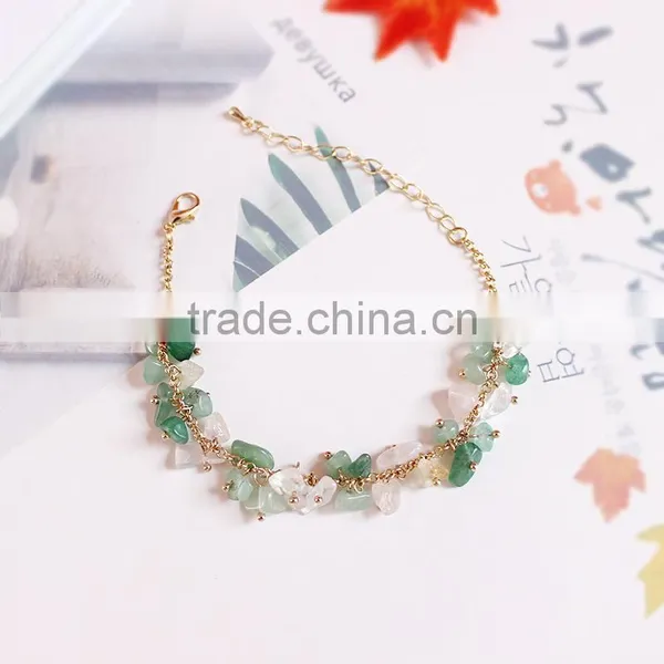 Raw Stone Charms Gold Chain Bracelet Crushed Stone Bracelet photo-2