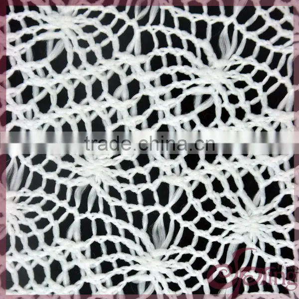 Elegant White Waved Crochet Knitting Fabric, Fashion Crocheted Lace photo-5