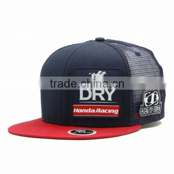Racing Red Flat Brim Snapbacks Wholesale Mesh Hats photo-3