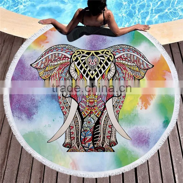 150cm Bath Towels Tassel Geometric Print Summer Women Sandy Swimming Sunbath Baby Blanket Microfiber Round Beach Towel photo-6