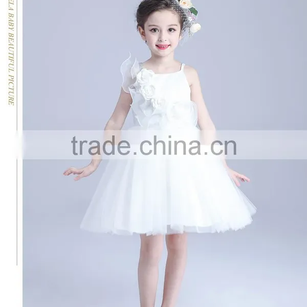 2017 White Rose Tulle Dress Women Kids Sequin Two Spaghetti Strap Dresses photo-4