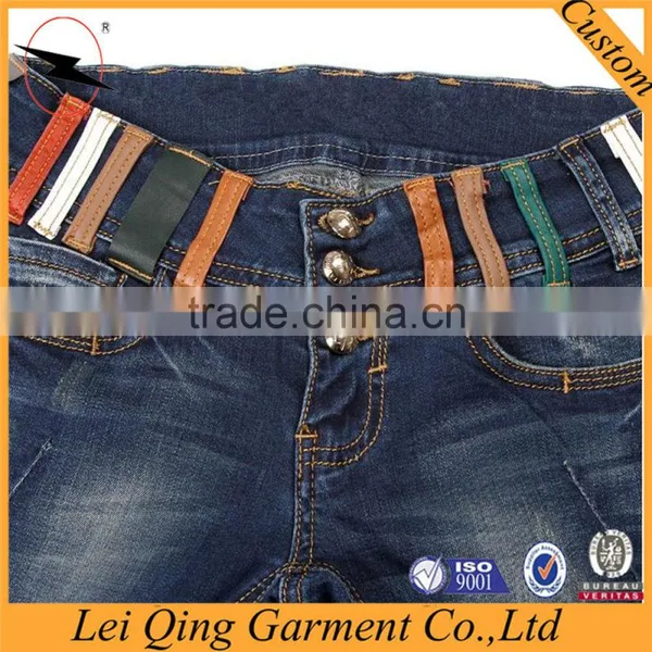 Fashion Newest Hot Sale Blue Denim Slim Fit Ladies Jeans Top Design photo-4