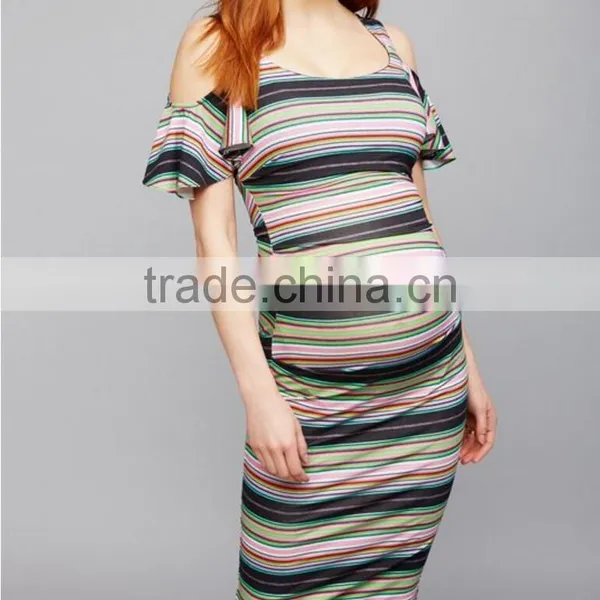Cold Shoulder Pregnant Clothes Summer Dress for Pregnant photo-2