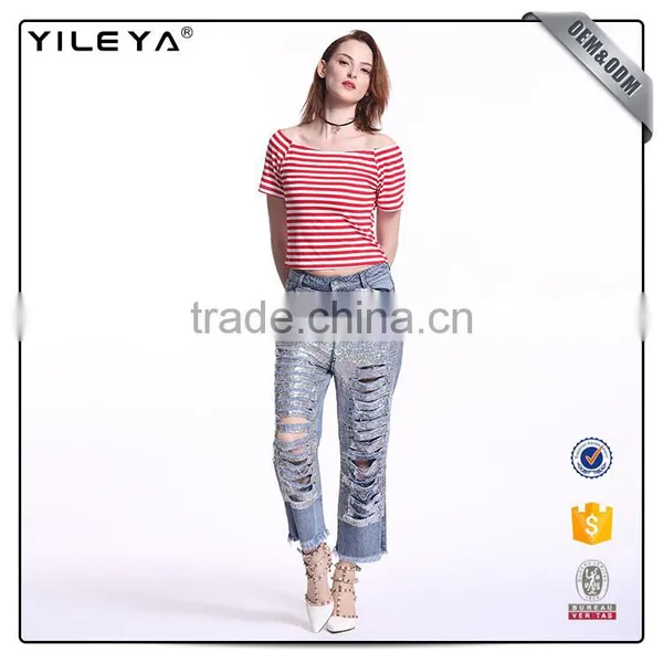 OEM Services Stripe+short+sleeve+t-shirt+tops+for+women+2016,female Tshirts photo-4