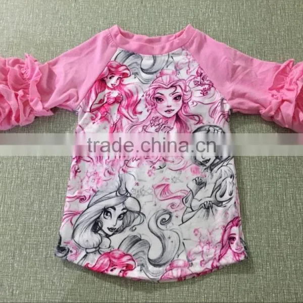 2017 Newest Pattern Raglan t Shirts for Girls Icing Ruffle t Shirts Wholesale Kids Ruffle Raglan photo-3