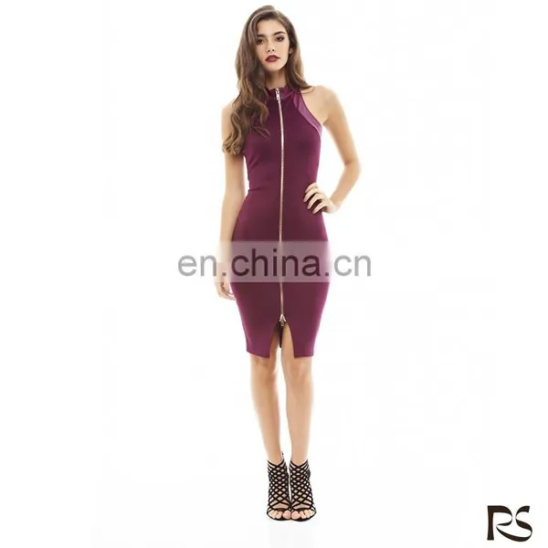 Popular Zip Style Bodycon Dresses Sexy 2016 Women Clothing