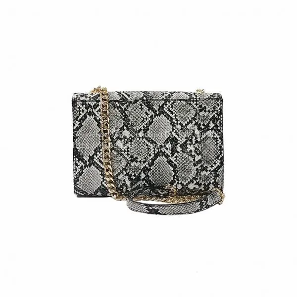 On Sale Ladies Fashion Pu Leather Snakeskin Handbags Cheap Snake Skin Cross Body Purse With Chain photo-4
