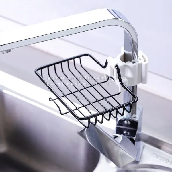 Stainless Steel Kitchen Faucet Sponge Holder Adjustable Faucet Storage Rack Hanging Shelf photo-3