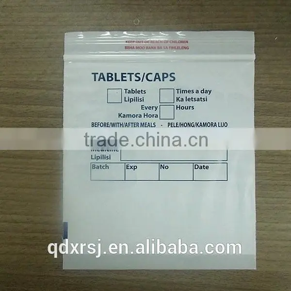 Recloseable Minigrip Zipper Hospital PE Bag