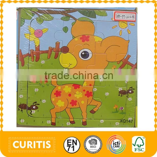 Com China Deer Image 9 Pcs Plaine 2d Cute Kids Wooden Baby Toys Images EN71 Wholesale Jigsaw Puzzles Board Manufacturers Supplier's Choice