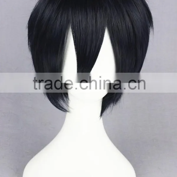 High Quality 35cm Short Straight Prince of Tennis Wig Chitose Senri Blue&Black Synthetic Anime Wig Cosplay Hair Wigs Party Wig photo-3