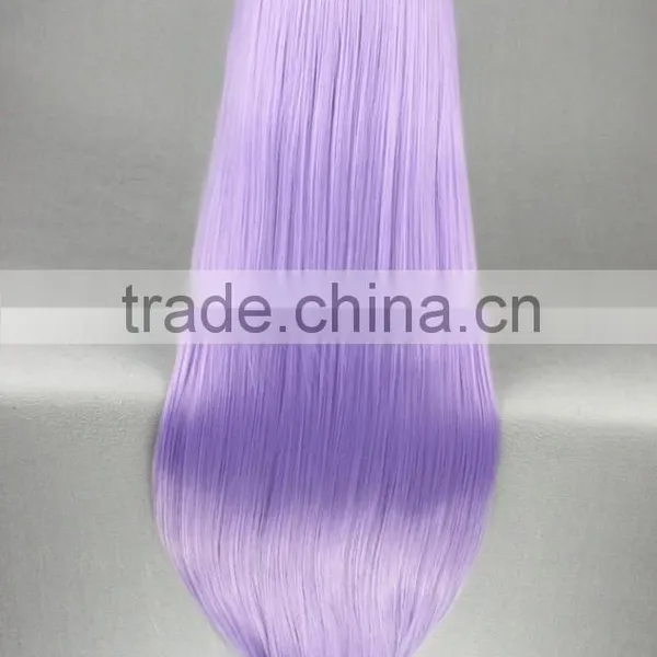 High Quality 80cm Long Straight Saint Seiya -Athena Light Purple Synthetic Anime Wig Cosplay Hair Wig Party Wig photo-5