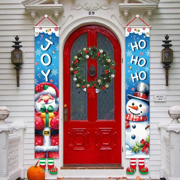 Christmas & Happy New Year Porch Banners Wholesale Indoor Outdoor Hanging Signs Buffalo Plaid Festival Party Decor Bulk photo-4