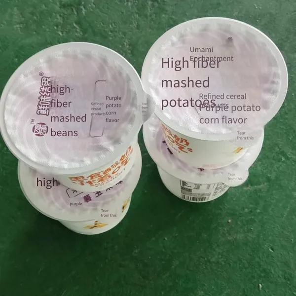 Potato Mash Cup Packaging Sealing Machine, Automatic Film Packaging Machine for Aluminum Foil Boxes and Bowls