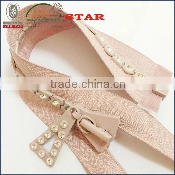 Decorative Plastic Rhinestone Zippers for Handbags photo-6