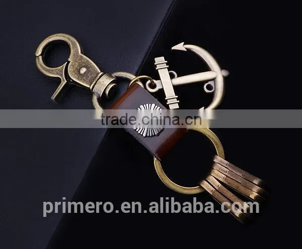 Men Custom Anchor Key Chain Female Leather Keyring Novelty Items photo-5