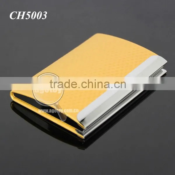 Box Packing Cube Pattern Yellow Gold Leather Flannelette Lining Stainless Steel Metal Novelty Card Holder photo-6