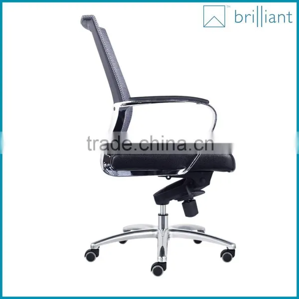 893-1B New Business Chair Mesh Leather Computer Office Chair Metal Armrest and Base Without Headrest photo-4