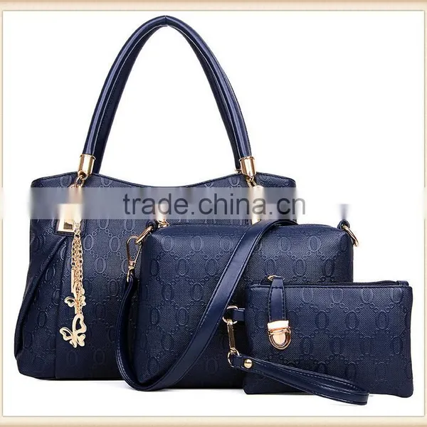 New Stylish Summer Women Bag Set Gold Handbag 3 Pieces Kit Shoulder Messager Pouch photo-5
