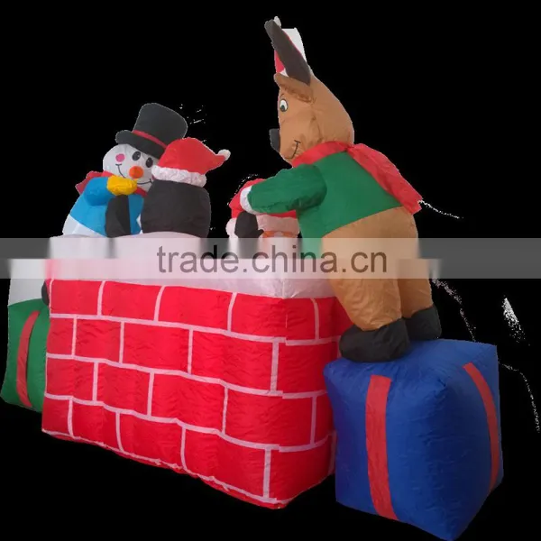 DJ-XT-01 Inflatable Christmas Santa Claus Emerge Chimney Lighted Decoration photo-3
